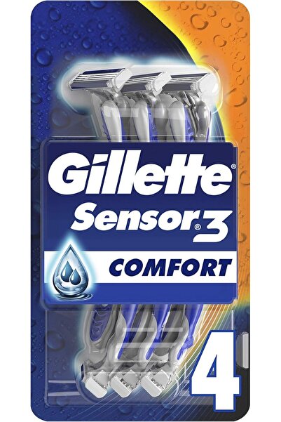 Gillette شفرات حلاقة سينسور3 كومفورت للرجال، عبوة من 4 قطع، مع شريط ترطيب يُف...