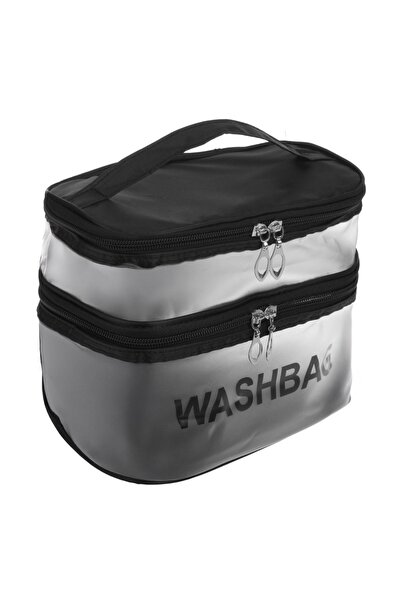DD SHOP Portfard Dublu Negru Transparent Frosty cu Maner 21x13x16cm - tip Valiza