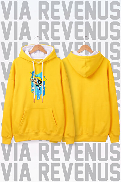 Vordevia Powerpuff Girls Baskılı Unisex 3 Renk Geniş Kalıp Hoodie Kapüşonlu S...