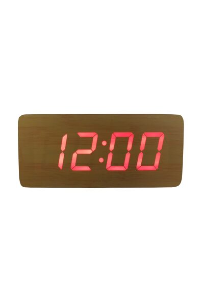 Electro Ceas de birou LED, design din lemn, afișaj temperatură, dată, alarmă,...
