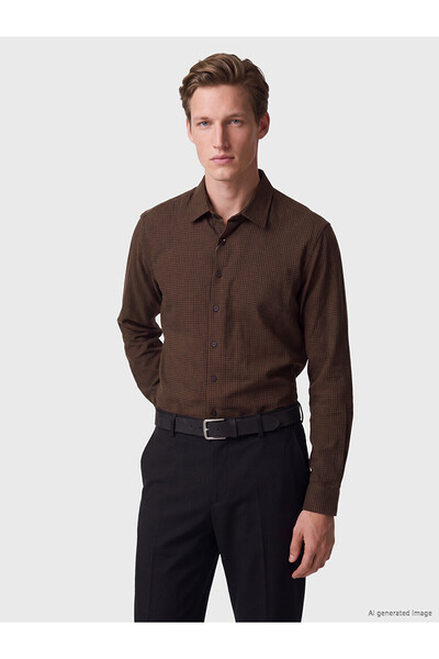 LC Waikiki Nevavm with Difference Southblue Brown Gabardine Plaid Standard & ...