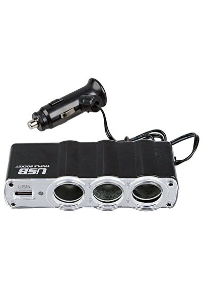 OEM Υποδοχή αναπτήρα, Τριπλή με USB, Μαύρο