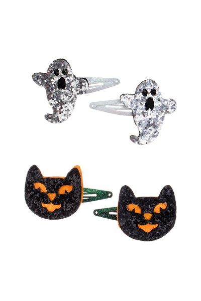 DD SHOP Set Clame Metalice Par Fantoma Alba Verde cu Glitter Argintiu & Pisic...