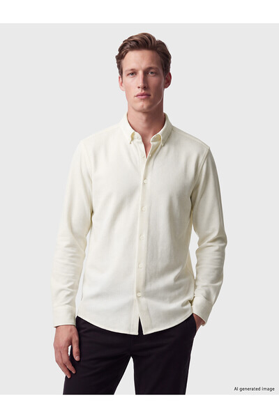 LC Waikiki Nevavm with Difference Southblue White Plain Narrow & Slim Men's S...