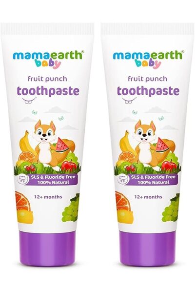 Mamaearth 100% Natural Kids Fruit Punch Toothpaste with Sorbitol, Silica & Gl...