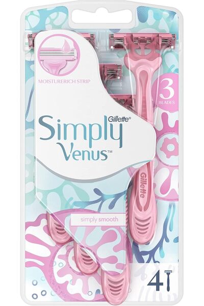 Gillette Venus شفرات حلاقة جيليت سيمبلي فينوس 3 - عبوة من 4 قطع - عبوة واحدة
