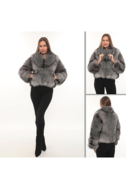 Swan Fur collection gri kısa kürk