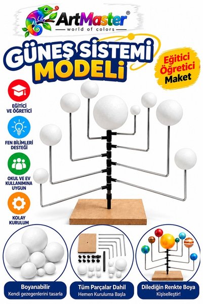 Artmaster Güneş Sistemi Modeli 1 Paket Gezegenler Sistemi Strafor Köpük Toplu...