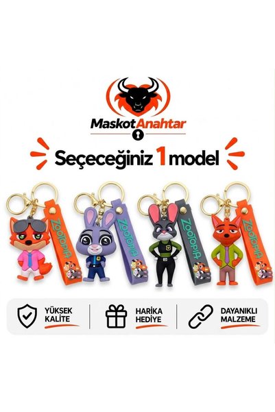 MaskotAnahtar Büyük Boy Lüx Silikon Anahtarlık Zootopia