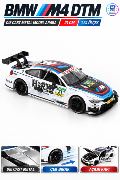 YILDIRIM OYUNCAK Die Cast Bmw M4 Dtm Metal Model Car 21cm – 1:24 Scale, Pull-...