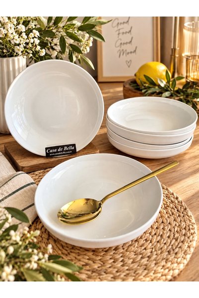 CASA DE BELLA 6 KİŞİLİK SADE MODERN ÇUKUR YEMEK TABAĞI 22CM