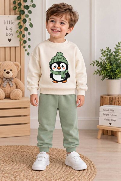 Erkek Çocuk Penguen Baskılı Takım