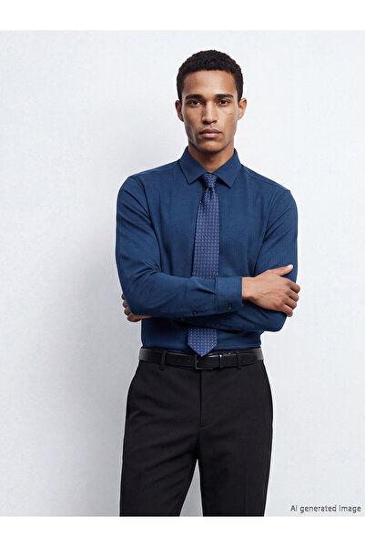 LC Waikiki Nevavm Farkıyla Lcw Business Navy Blue Dobby Plain Narrow & Slim M...