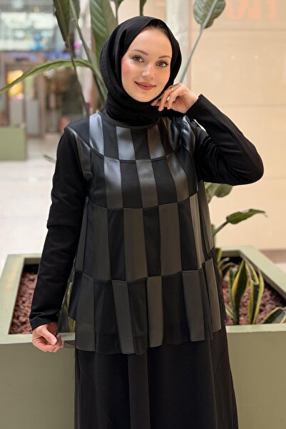 Ceremony Tulle Checkerboard Leather Detailed Tunic