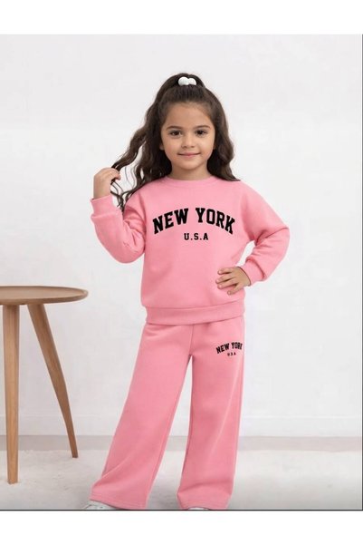 No Plan Girls' Cycling-Collar Sweet Baggy Bottom 2-Piece Set