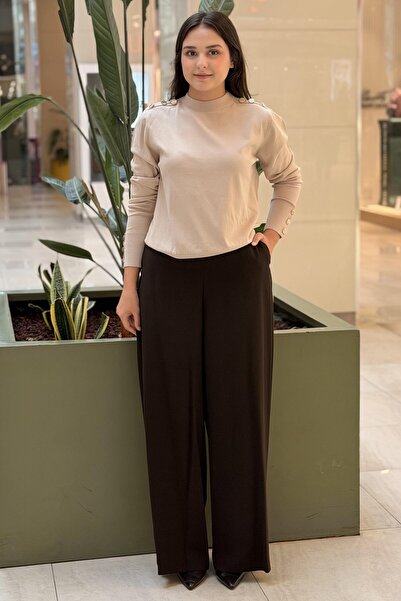 Ceremony Beli Half Elastic Detailed Navi Trousers