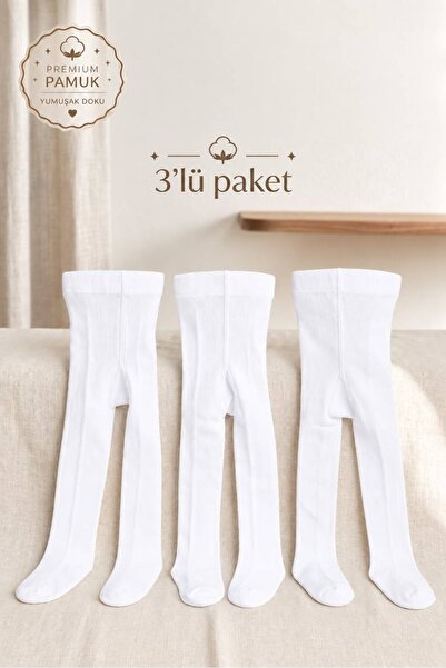 (0-14Yaş) Çocuk Kilotlu Çorap 3'lü Paket-PAMUKLU Rahat Giyim