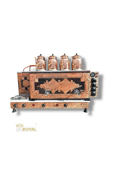 KH Royal سماور شاي تركي نحاسي 4 عين كهرباء و غاز