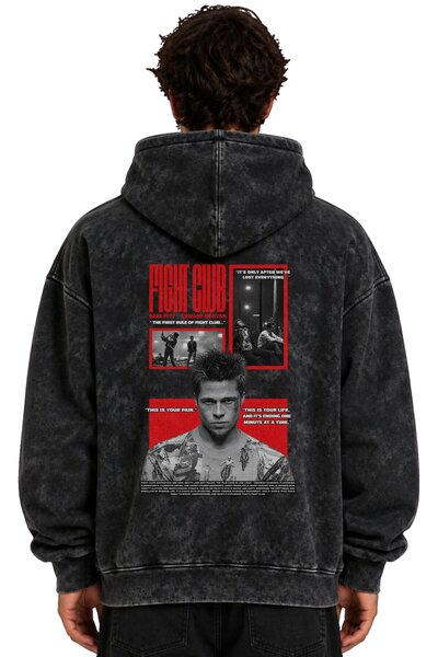 SEVBANO Fight Club Tyler Durden Hanorac cu glugă lavabil, unisex, supradimens...