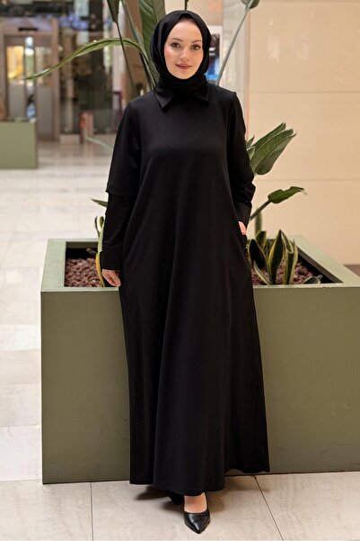 MISS DALIDA Missdalida Cuff Detailed Relaxed Fit Shirt Collar Dress