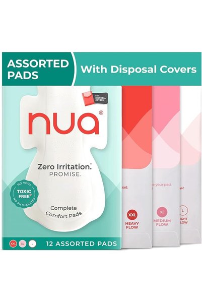 NUA Ultra Thin Rash Free Sanitary Pads for Women - 12 Pads: 3 Heavy, 5 Medium...