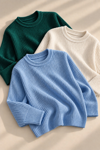 pepule Women's 3-Piece Crew Neck Oversize Knitwear Sweater Soft Knitted Sweater
