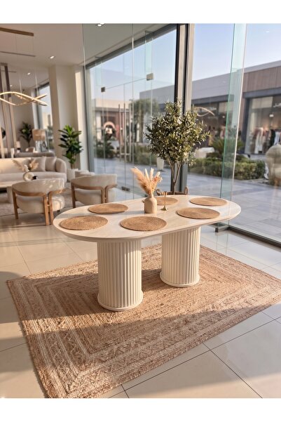 Relax Meriadoc Traverten Bohem Masası MDF İskandinav Model ( Sadece Masa )