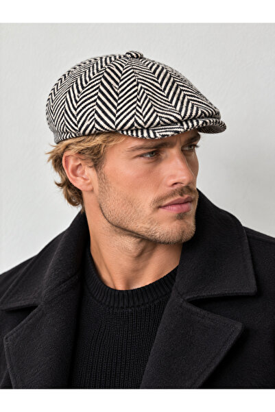 Rupen Kraft Deep fishbone winter beanie hat british style beanie hat with ela...