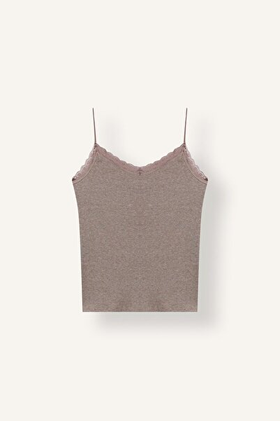 DeFacto Lace Detailed Rope Strap Ribbed Basic Undershirt I8206Ax26Au