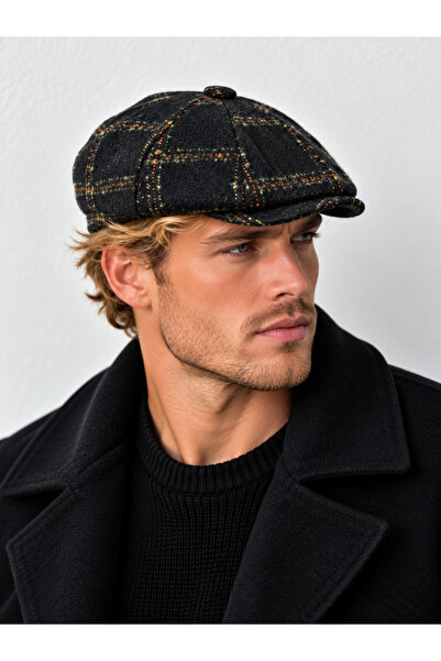 Rupen Kraft Plaid winter beanie hat, british style beanie with elasticated back.