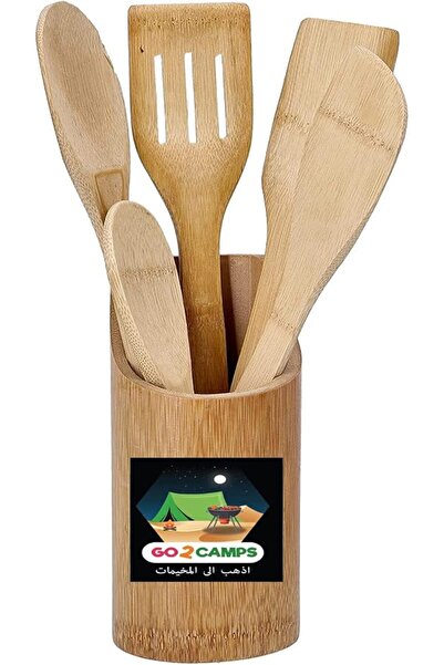 AYNAKIŞÇEYİZ Alsaqer Organic Bamboo 5 Peice Kitchen Tool Set-Spatula,Turner,S...