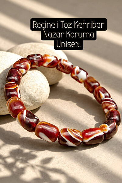 NBS Beautiful Naturel Stones Women's and Men's Resin Powder Amber Bracelet, H...