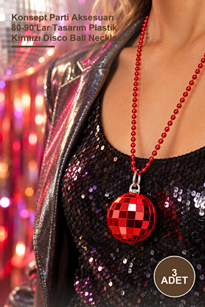 Yenilig 3 Pieces Retro Disco Ball Necklace – Concept Party Accessory 80-90S D...