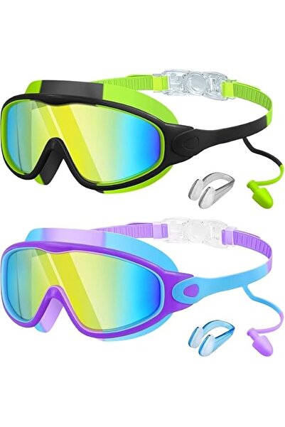 OASISGALORE 2 Pack Swim Goggles for Kids 3-15 Years Old, Wide View Anti-Fog &...