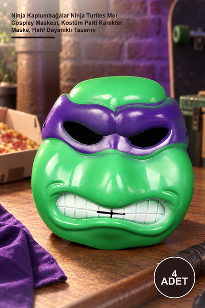 4 Adet Donatello Maske – Ninja Kaplumbağalar Ninja Turtles Mor Cosplay Maskesi, Kostüm Parti Karakter Maske, Hafif Dayanıklı Tasarım