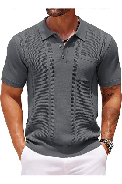 COOFANDY Knit Polo Shirts for Men Short Sleeve Textured Polo Shirt Slim Fit S...