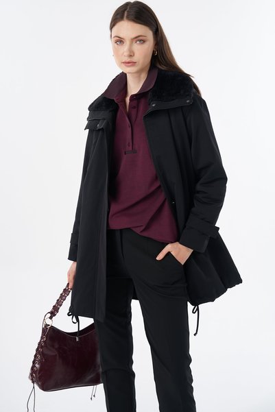 KYR Fur-Trimmed Coat with Collar