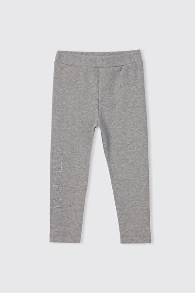 Panço Baby Girl Elastic Waist Grey-Melange Leggings
