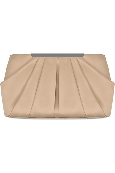 GENERAL Womens Pleated Satin Evening Handbag Clutch Navy Clutch Purse With De...