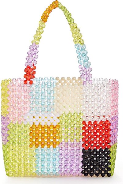 GENERAL Pearl Clutch Purse White Summer Handbag Tote Bag Evening Party Bag Wi...