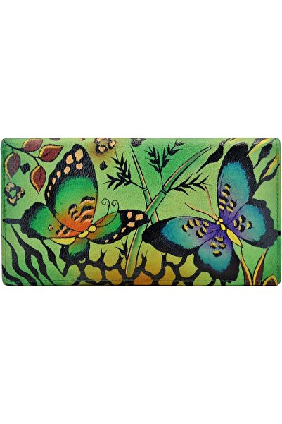 Anna by Anuschka Women's Hand Painted Leather Clutch Wallet-Precious Peony Eg...