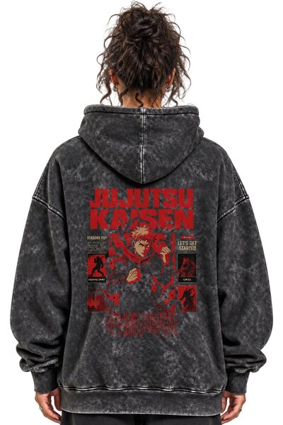 SEVBANO Jujutsu Kaisen Itadori Yuji Anime Printed Unisex Oversize Washable Hoodie Sweatshirt