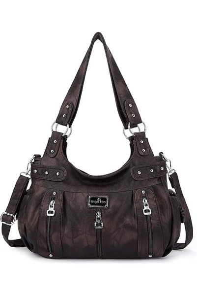 AngelFreya Angelkiss Large Purses and Handbags for Women Washed Faux Leather ...