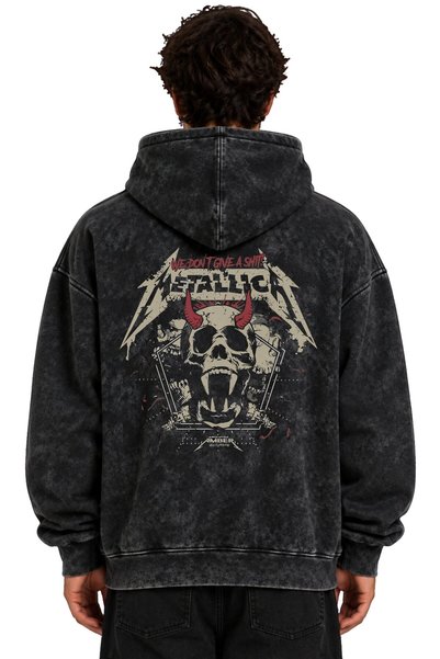 SEVBANO Hanorac cu glugă lavabil, unisex, supradimensionat, cu imprimeu Metal...