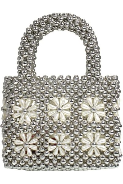 KASTWAVE Beaded Handbag for Women, Elegant Handwoven Purse, Crystal Pearl Tot...