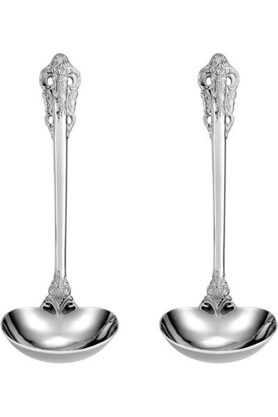 ALMEKAQUZ 2 PCS Gravy Ladle,Stainless Steel Sauce Spoon Server