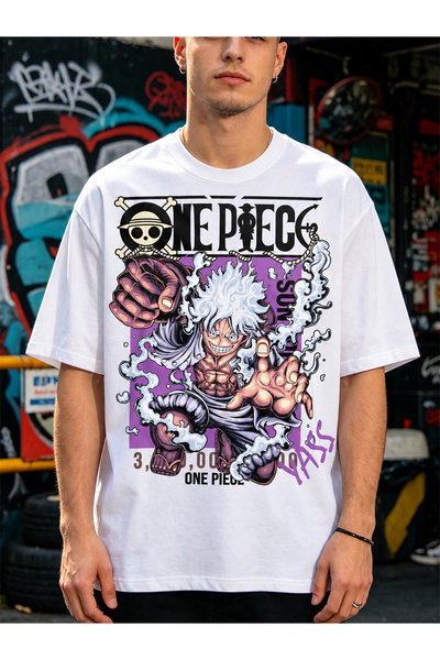 Arabest Men's 100% Cotton T-Shirt White One Piece Luffy Print