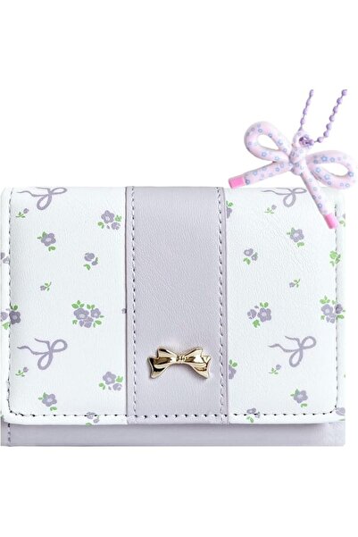 Parlberd Cute Bow Small Wallet for Women Girls, Floral Coquette Kawaii Mini P...
