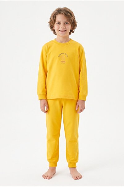 Sahfa Boy's Pajama Set 100% Cotton Single Jersey Fabric Long Sleeve