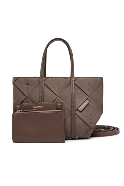 Calvin Klein WOVEN SUEDED VİZON KADIN MINI TOTE ÇANTA